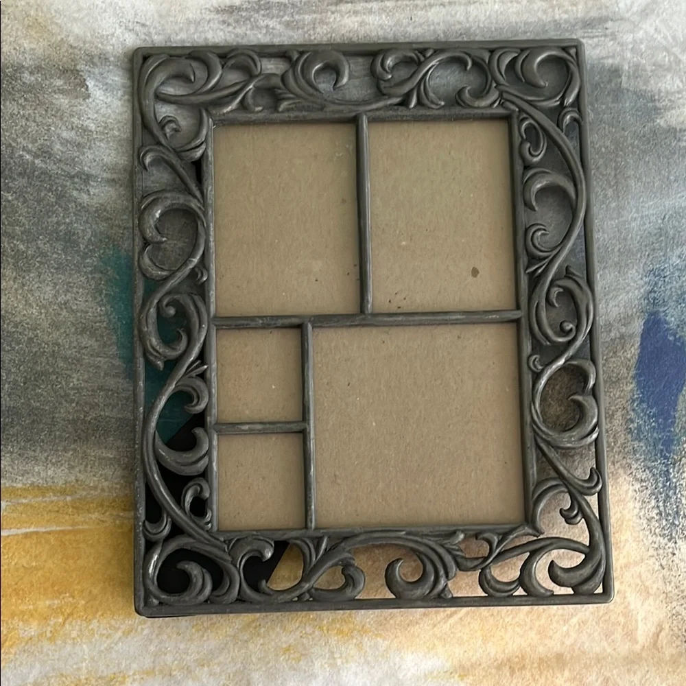 Black Baroque Picture Frame with Scrollwork Accents